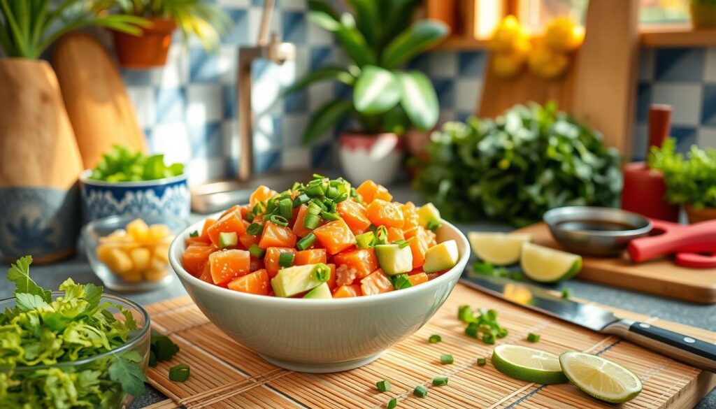 Salmon Poke Bowl Preparation