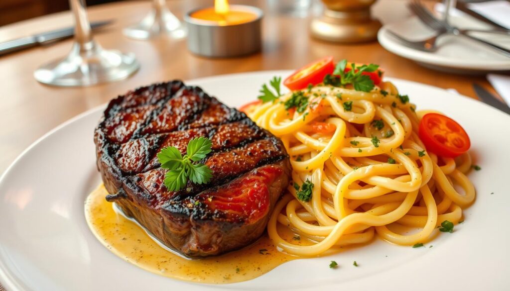 steak and pasta